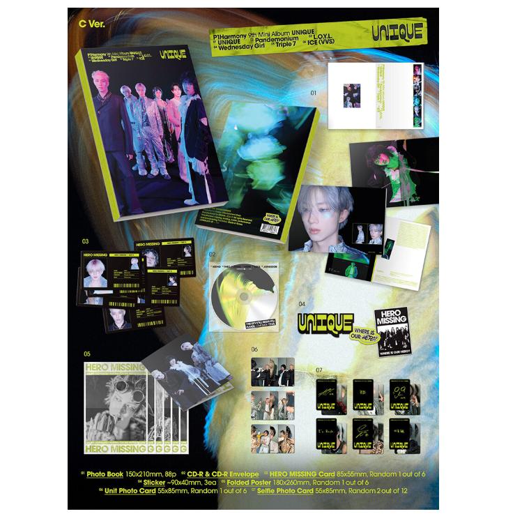 [Предзаказ] 9-й мини-альбом P1Harmony ‘UNIQUE’ (Фотокнига Вер.) — НАБОР из 3 версий / Случайная версия
