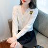 Повседневное вязаное пальто-кардиган для женщин, новинка 2023 года, весна и осень, топ с короткими плечами, тонкая талия, кардиган с длинными рукавами, женский свитер