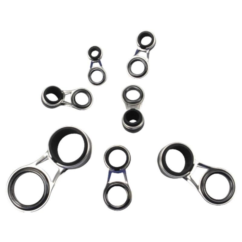 10Pcs 10 Size Stainless Steels Frame Fishing Rod Guides Replacement Set Fishing Rod Eye Repair Kits with Ceramic Rings