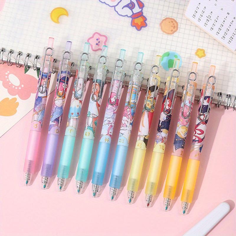 Снова в школу сезон 12 шт. 0,5 мм креативная металлическая ручка с нажимным механизмом и крючком с двенадцатью знаками зодиака, высокая внешность, свежая нейтральная ручка, милая ручка для подписи