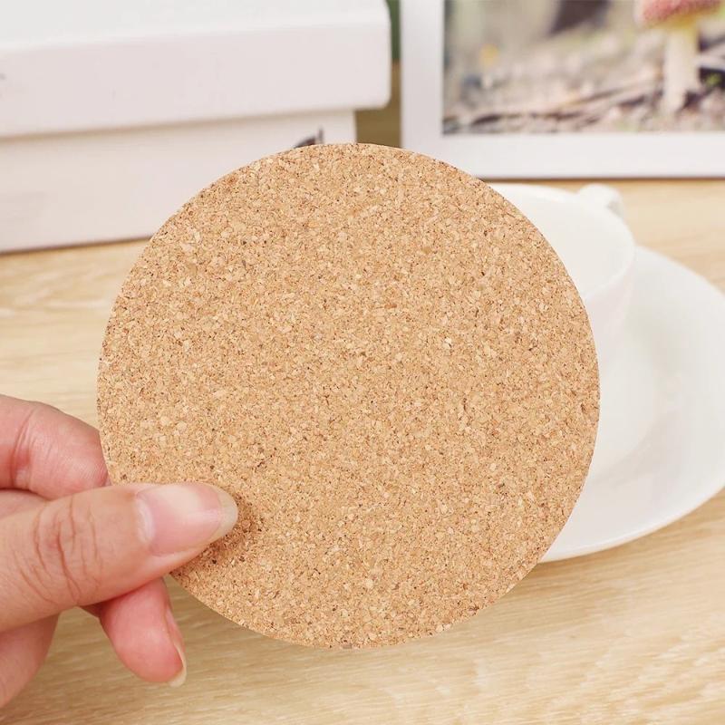 10PCS Cup Mat Natural Cork Coasters Wooden Pad Non-Slip Placemats Set Heat Resistant Non Slip Round Square Table Mats