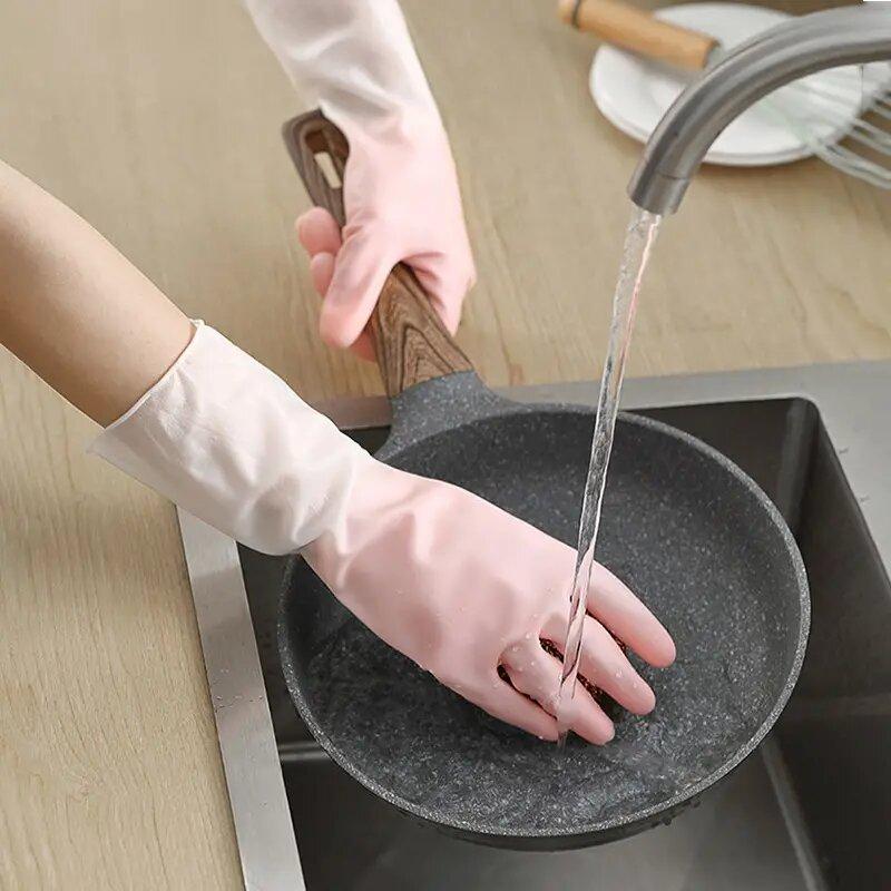 Kitchen Gloves Rubber Household PVC Dishwashing Tools 1PCS Reusable Durable Cleaning Tools Non-slip Protective Handwear Premium Accessories