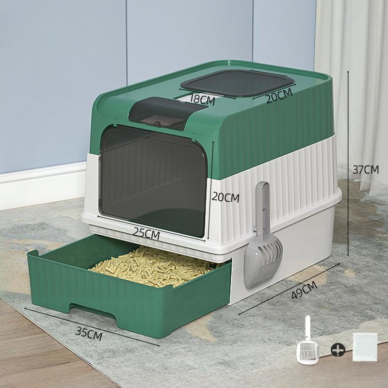 Коробка для кошачьего туалета Коробка для кошачьего туалета с защитой от брызг Легко чистящийся лоток для кошачьего туалета для средних и крупных кошек