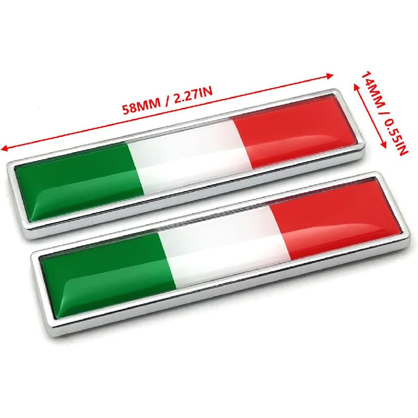 PTDecals 2 PCS Mini IT Italian Italy Flag Emblem Sticker Decals for Vehicle Auto Car Front Fenders Bumper Side Window Trunk Boot Tailgate(58x14mm)