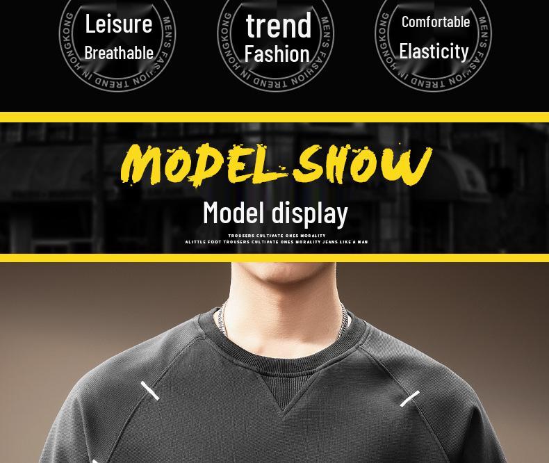 Men's Trendy Patchwork Long-Sleeve Hoodie - Autumn Casual Loose Fit Round Neck