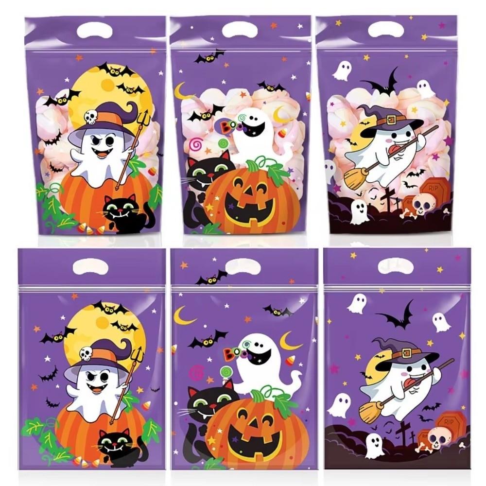 Composite Film Halloween Treat Bags Resealable Zipper Resealable Food Bags Cookie Packaging