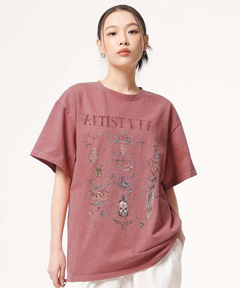 ARTISTWEAR [Atw] Винтажная школьная футболка с коротким рукавом, пигментная