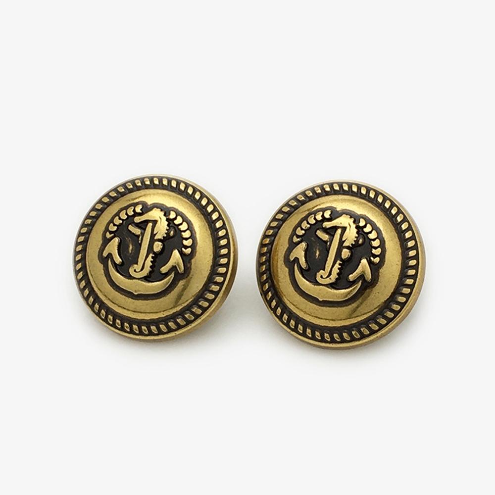 10pcs 1.75/2.25cm Anchor Seahorse Metal Buttons for Coat, Blazer, Vintage Gold Silver Round Sewing Buttons, Clothing Decoration