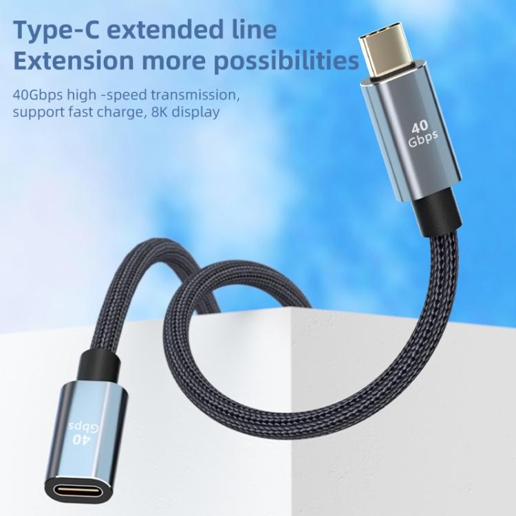 Удлинительный кабель USB4.0 40 Гбит/с Type-C папа-мама, Длина:0.5м