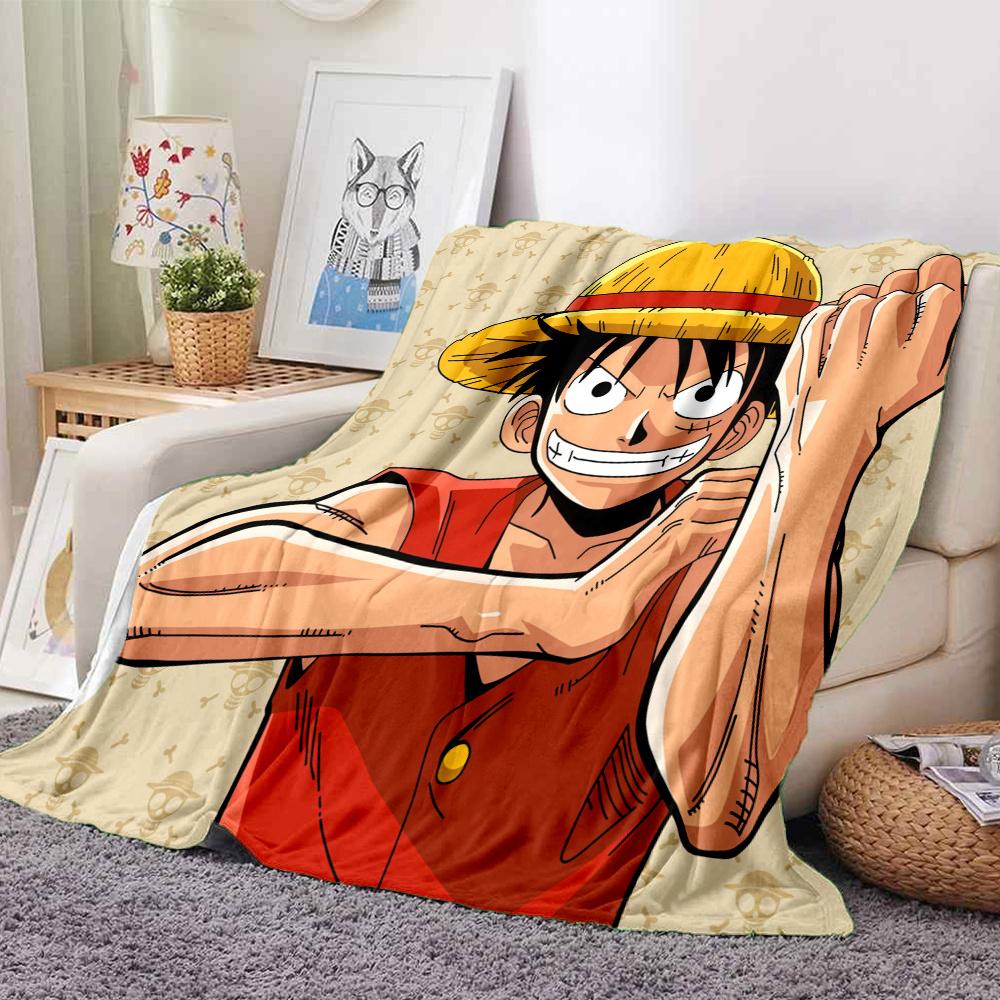 1PC One Piece Monkey D Luffy Patterned Flannel Blanket Suitable For All Seasons For Home Decor Warmth And Comfort Gifts Holiday Present