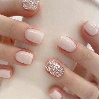 Короткие чистые желания простые молочно-белые блестящие ногти для дизайна ногтей милые накладные ногти в европейском и американском стиле готовые планшеты для дизайна ногтей