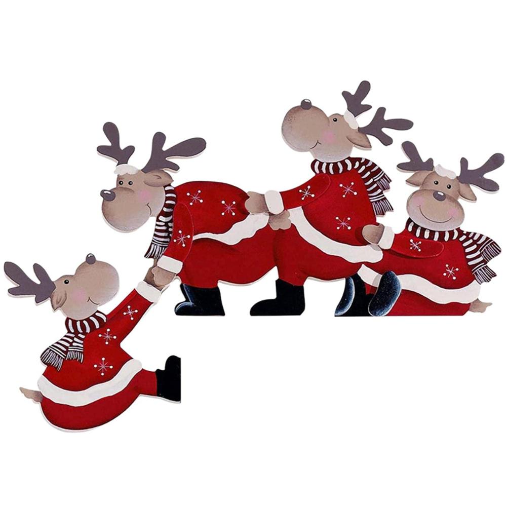 Christmas Door Frame Decoration Santa Claus Wooden Elk Xmas Party Decor Ornament Home Window Crafts Home New Year Gifts 2025 New