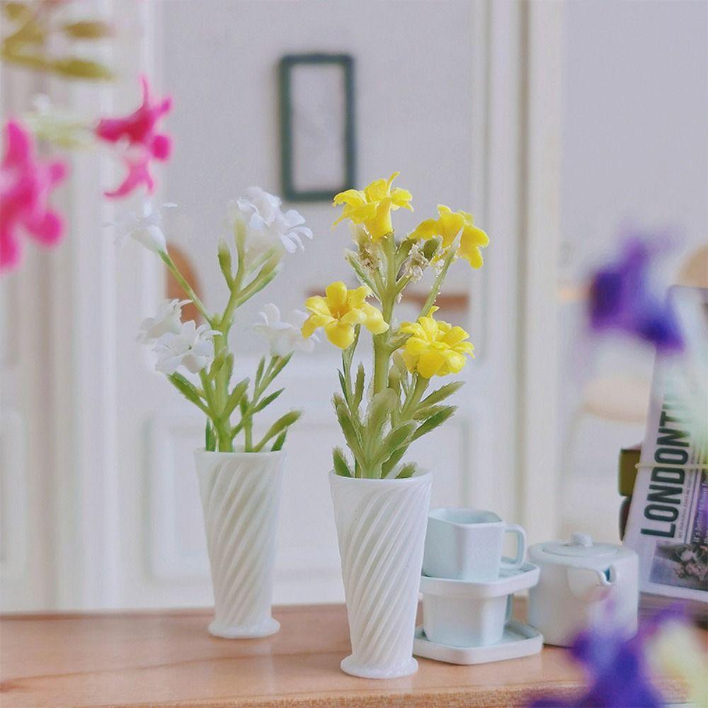 Miniature Size Dollhouse Potted Plants Simulated Flower Table Bouquet Dollhouse Display