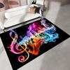 Красочный ковер с музыкальными нотами, ковер с эффектом дыма и скрипичным ключом, декор для комнаты подростка, напольный коврик на черном фоне, ковер на музыкальную тематику