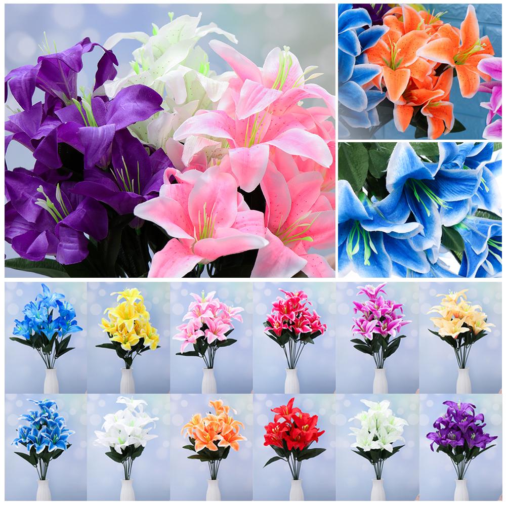 DIY Craft Home Accessories High Quality Wedding Decor Fake Lilies Lilies Bouquet Artificial Flowers