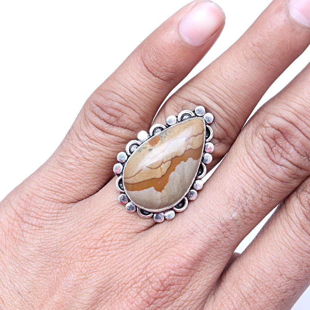 Серебряные украшения ручной работы с американским яшмовым самоцветом "8.5A"