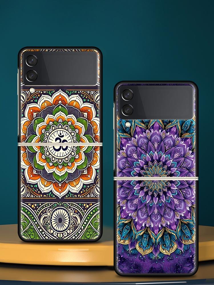 Чехол для телефона Samsung Galaxy Z Flip 7 6 5 4 с индийским узором мандала, жесткий ПК, черная крышка для Galaxy Z Flip3, складные Fundas, чехол