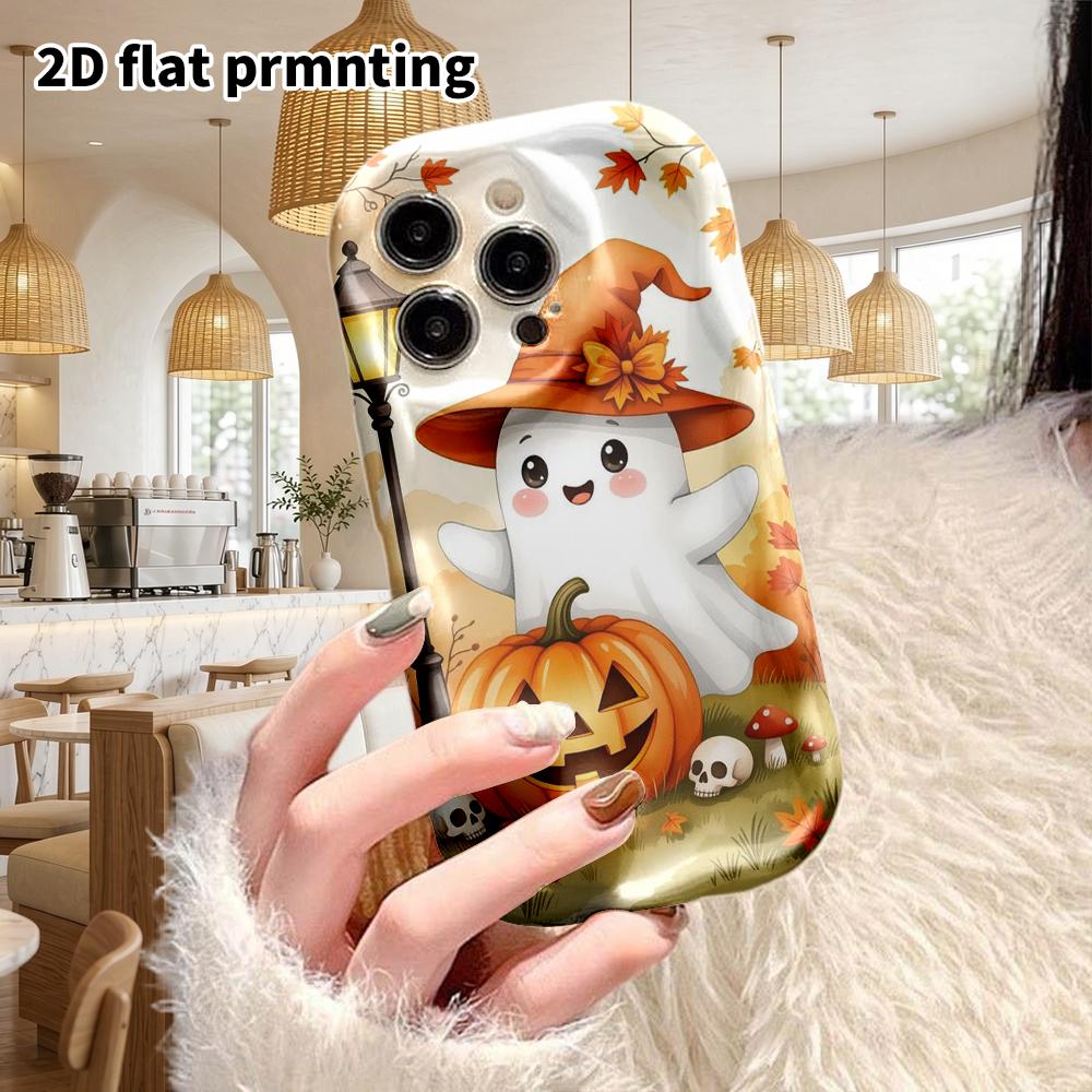 Phone case: 2D flat design suitable for iPhone 18 17 16 15 14 13 Pro cases, couple style, warm autumn, Christmas and Halloween gift