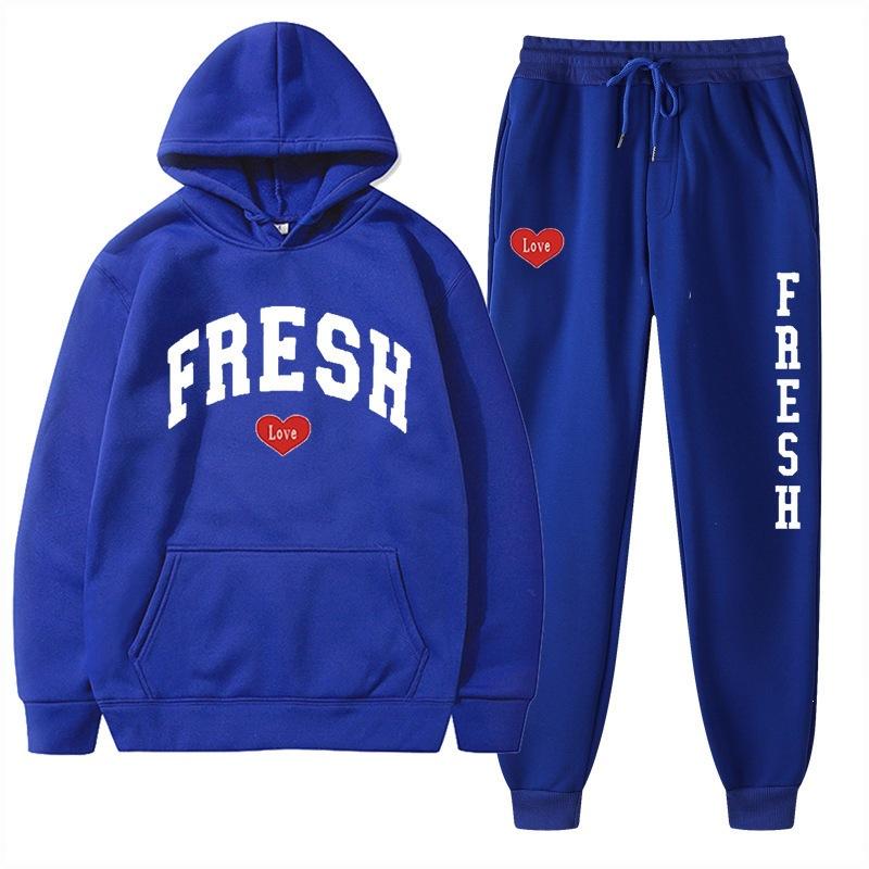 European size plus fashion printed sweater autumn and winter fleece warm hoodie casual sports women's suit