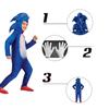 Blue Sonic Onesie With Gloves And Headgear For Kids Costume
