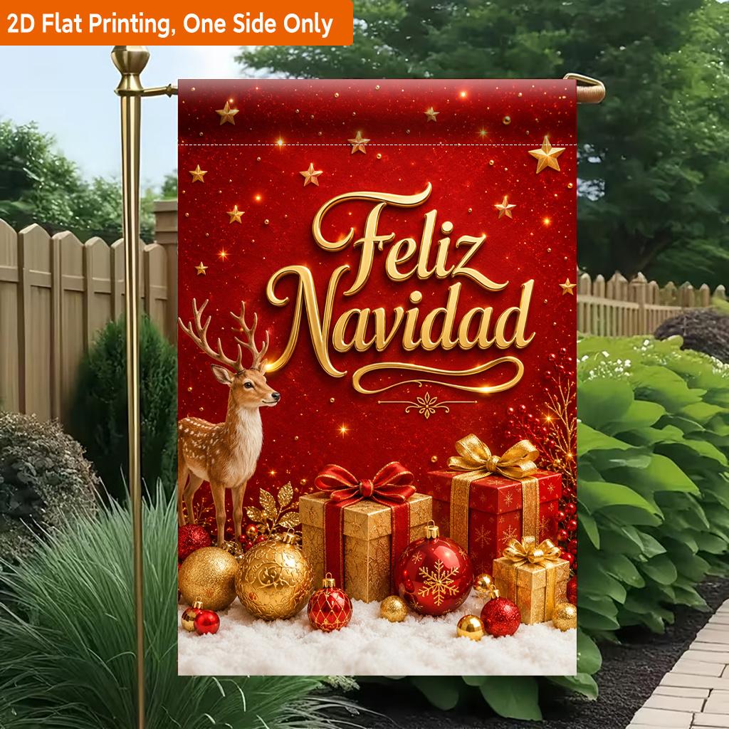 2D Flat, 2D Flat Printing Garden Flag 1pc, Merry Christmas Gifts Durable Single-Sided Print Yard Flag, Garden & Home Holiday Decoration, 29.97x44.96 c