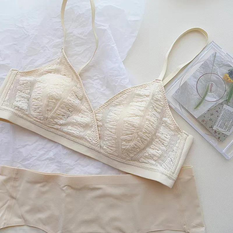 Новый женский ультратонкий французский пузырчатый бюстгальтер с треугольными чашками и ушками кролика для девочек, удобный бюстгальтер без косточек для маленькой груди