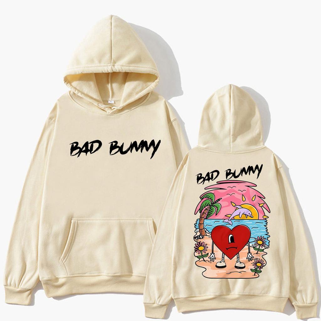 Худи с принтом альбома рэпера Bad Bunny "Un Verano Sin Ti" для мужчин и женщин, модная эстетичная толстовка, свободный флисовый повседневный пуловер