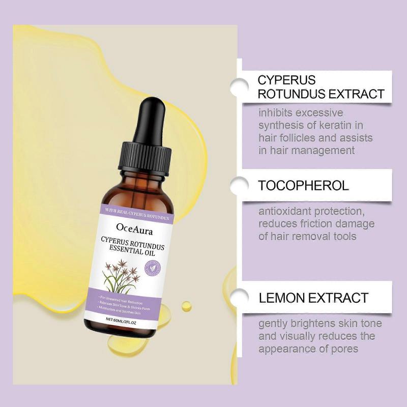 Natural Cyperus Rotundus Oil For Hair Removal, Reduces Unwanted Hair Growth, Moisturizes & Soothes The Skin, Suitable For All Skin Types