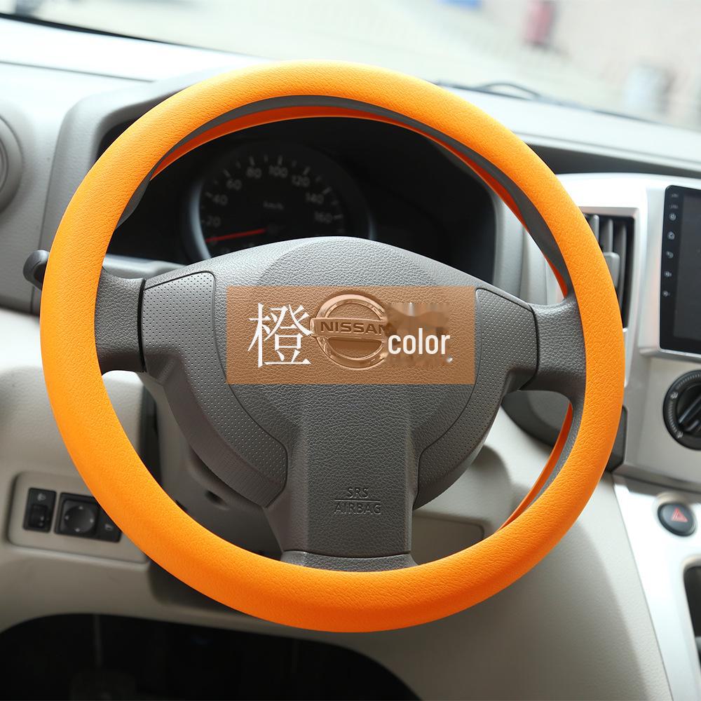 Litchi Pattern Silicone Steering Wheel Cover: Fold-Resistant, Flexible, Scratch-Resistant Leather Protector