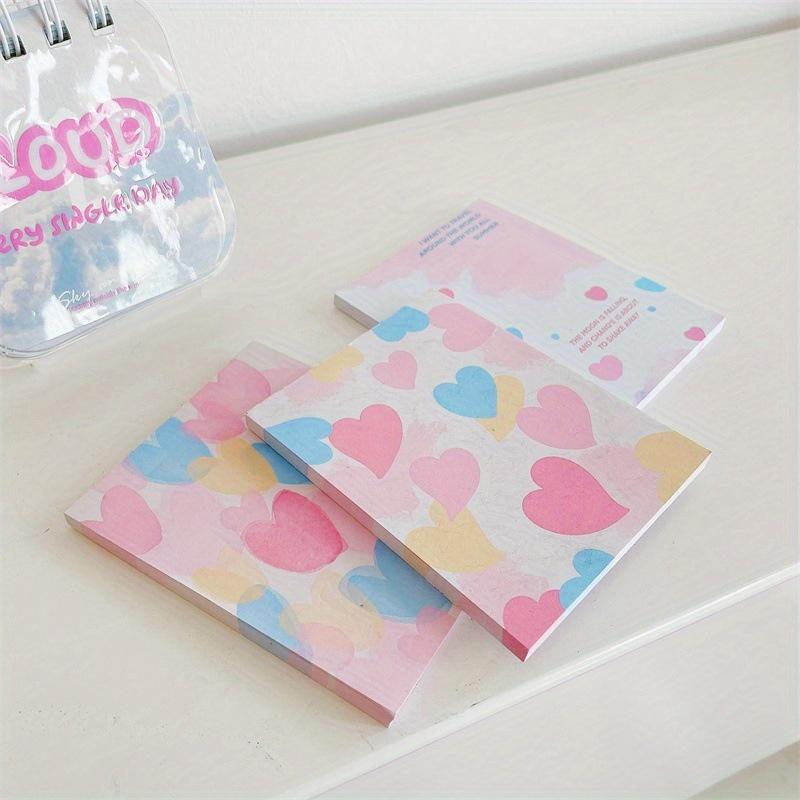 3sets (150sheets) Colorful Love Series Cute Korean Version of Note Paper, Can Tear Non-sticky Note, Student Note Paper, Ledger Decoration Materials