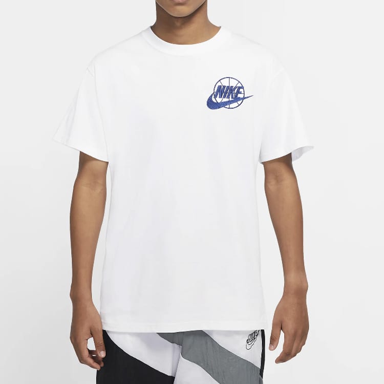 Nike Футболки Мужские Белые С Круглым Вырезом Умеренный Прямой Крой CV1084-100
