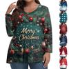 Womens Plus Size Tops Long Sleeve Print Shirts V Neck Casual Clothing Clothes Tops