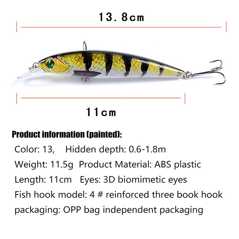 11 см/11,5 г набор рыболовных приманок, жесткая приманка для рыбалки, мини-гонькарь, плавающая приманка-качели, сумасшедшие воблеры, искусственные бионические приманки с кривошипом