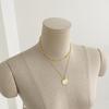 Honey J / Resin Coin Chain 2-Line Layered Necklace (2 Colors)