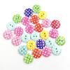 90Pcs Polka Dot Round Shape 2 Holes Wooden Buttons DIY Sewing Scrapbook Decor