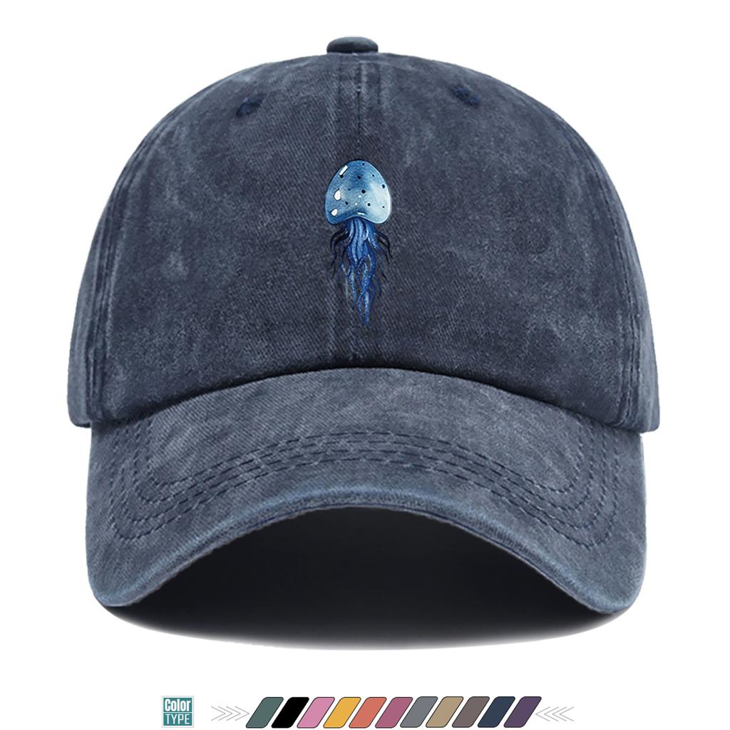 pc Deep Sea Blue Jellyfish Print Baseball Cap Dreamy Elegant Pattern Fashionable Trendy Hat Unisex Adjustable Street Trend Matc