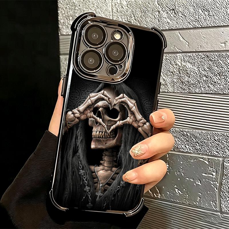 Скелет Жнец Забавный Стиль Покрытие Чехол для Телефона Для Iphone 16 17 Pro Max Air 16E 14 15 Plus 12 13 Mini Противоударный Подушка Безопасности Чехол