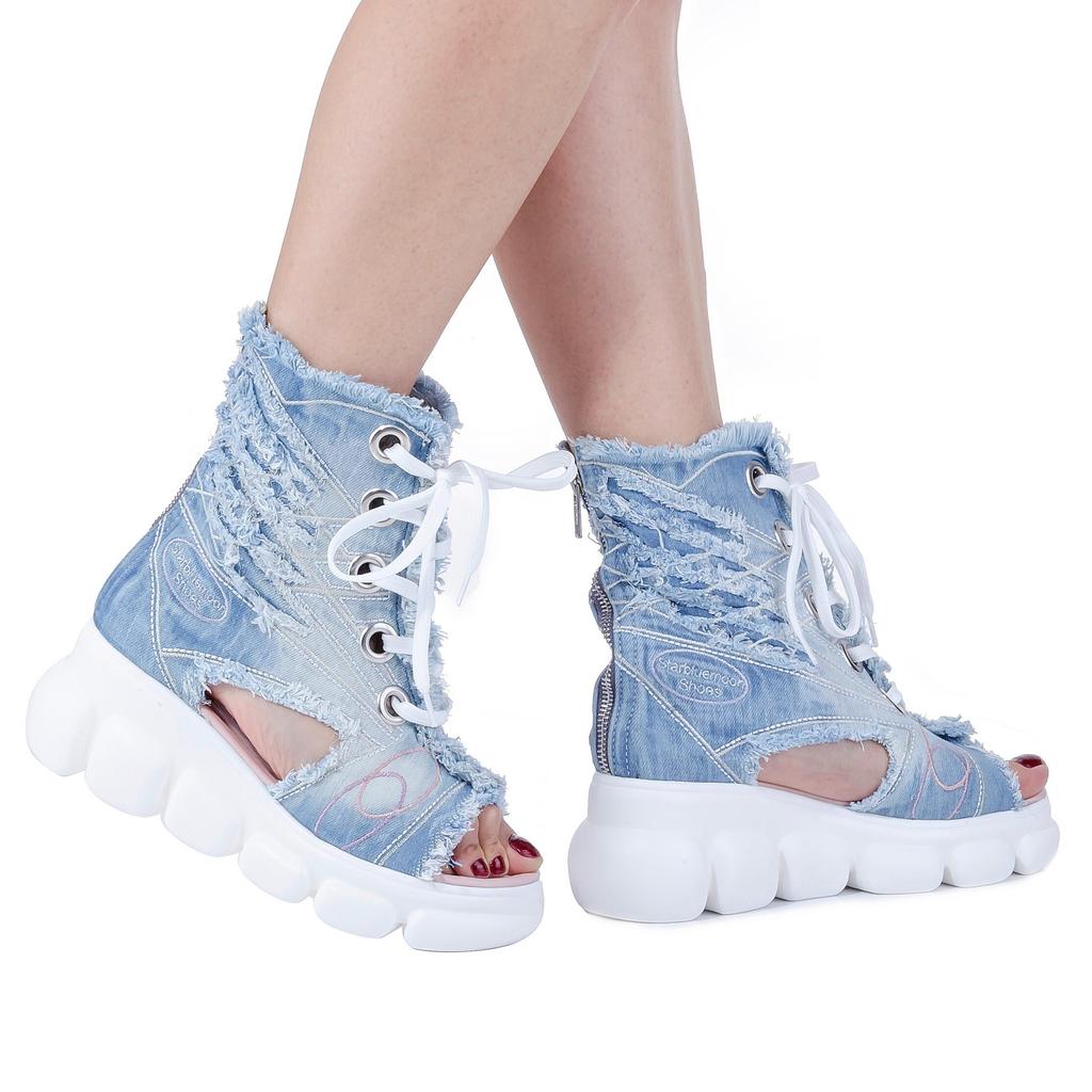 Сандалии Джинсовая обувь, Женская спортивная обувь ручной работы / Подарок ко Дню Святого Валентина