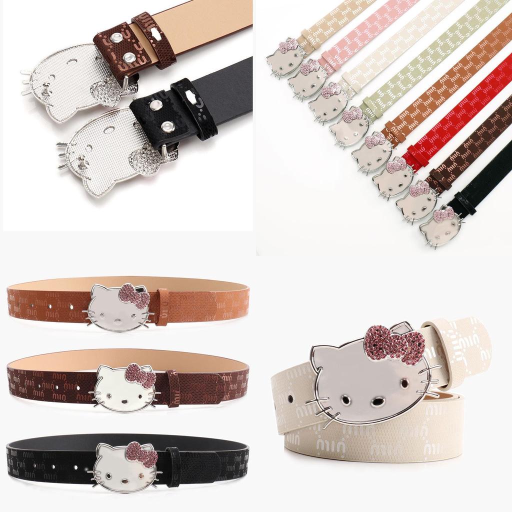 Металлический Женский Пояс Hello Kitty Декоративный С Принтом Букв и Стразами Для Повседневной и Нарядной Одежды