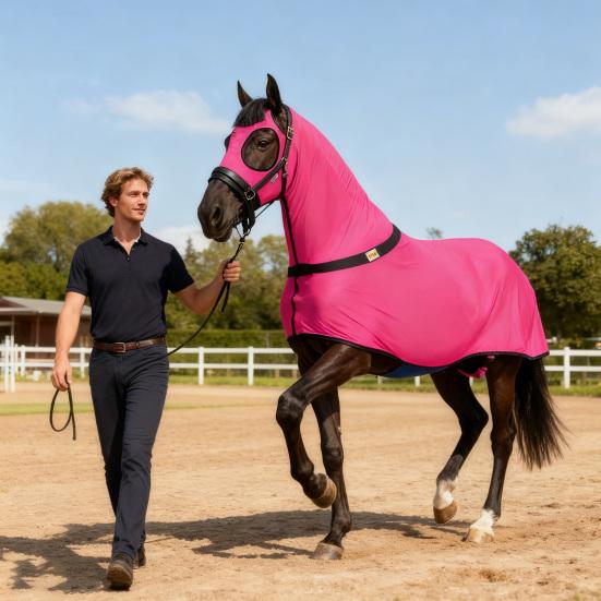 Попона для лошади на все тело с капюшоном на молнии, обертышем для живота, эластичная дышащая, для пони, эластичный чулок, слинки с защитой шеи, конные принадлежности