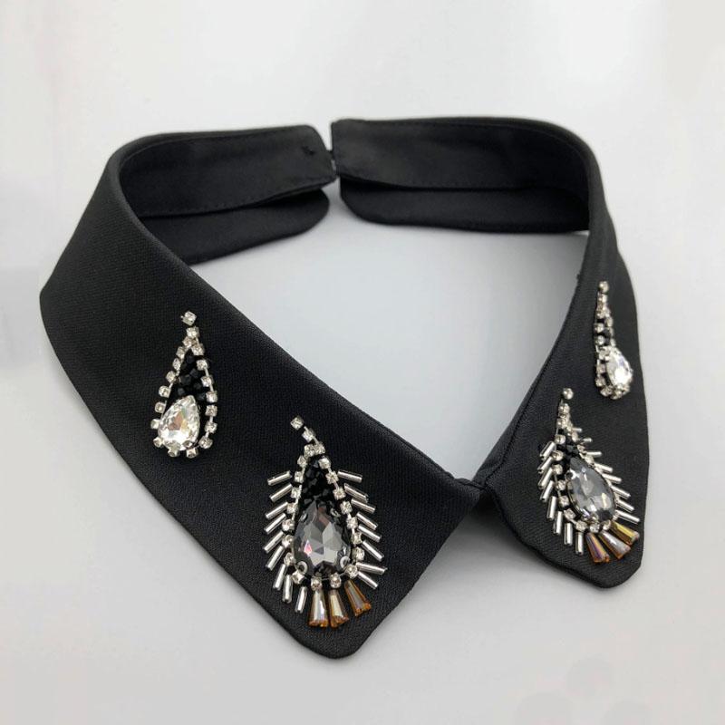 Beading Fake Collar Women Elegant Diamond Detachable Collars for Woman False Shawl Shoulder Wrap Lapel False Collars Woman Tie