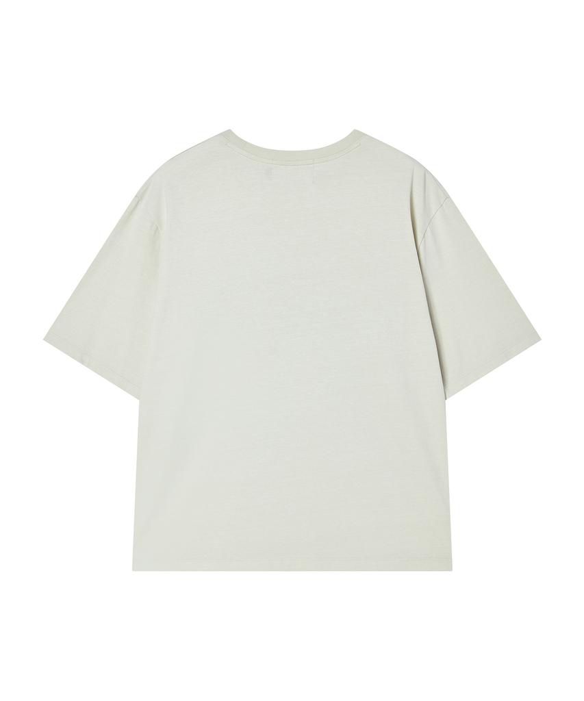 BEYOND CLOSET [Collection Line] Vintage Tape Detail Washed Short Sleeve T-Shirt Ivory