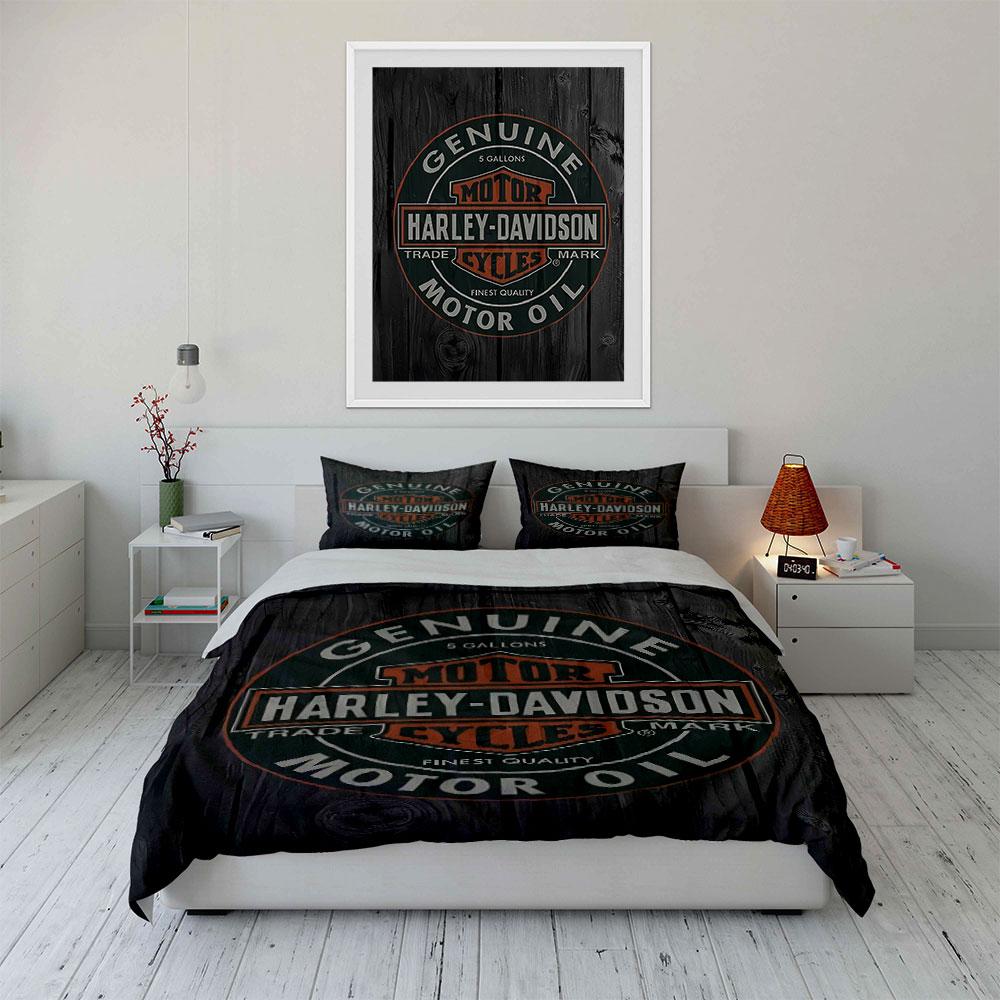 Harley-Davidson Motor Oil Design Bedding Duvet Cover Set Duvet Cover Pillowcases (1 * Duvet Cover 2 * Pillowcases, without duvet insert)