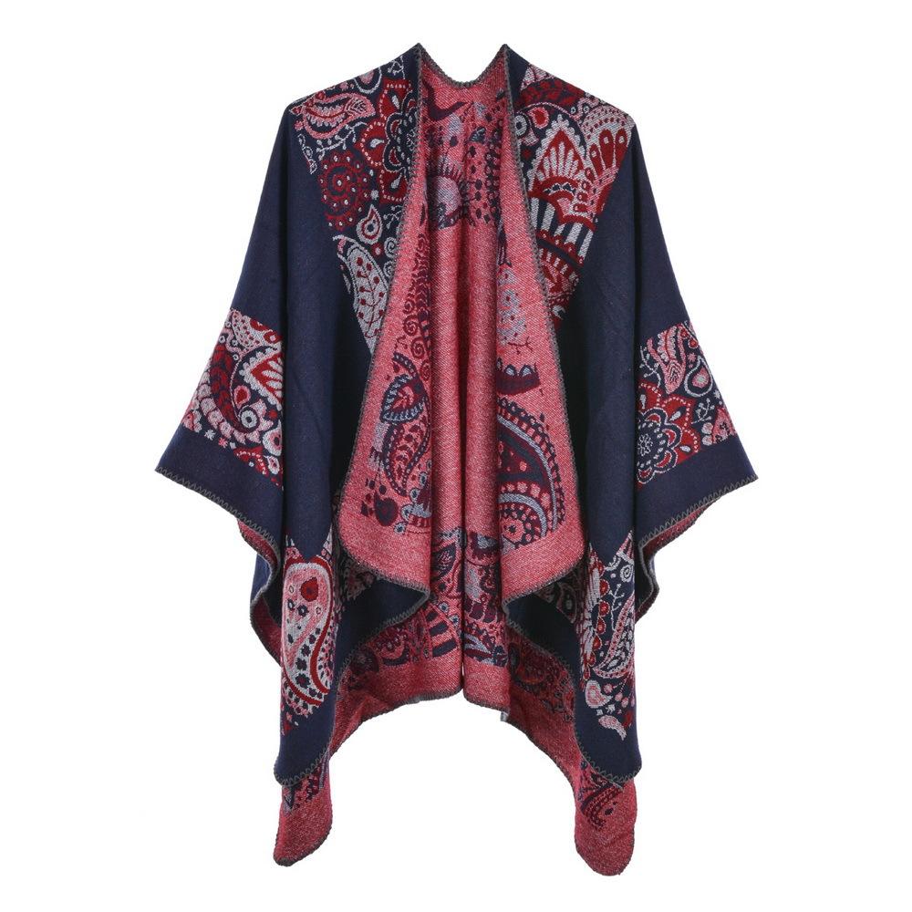 Ponchos Coat Cashmere Scarves Women Winter Warm Shawls And Wraps Pashmina Thick Capes Blanket Femme Scarf