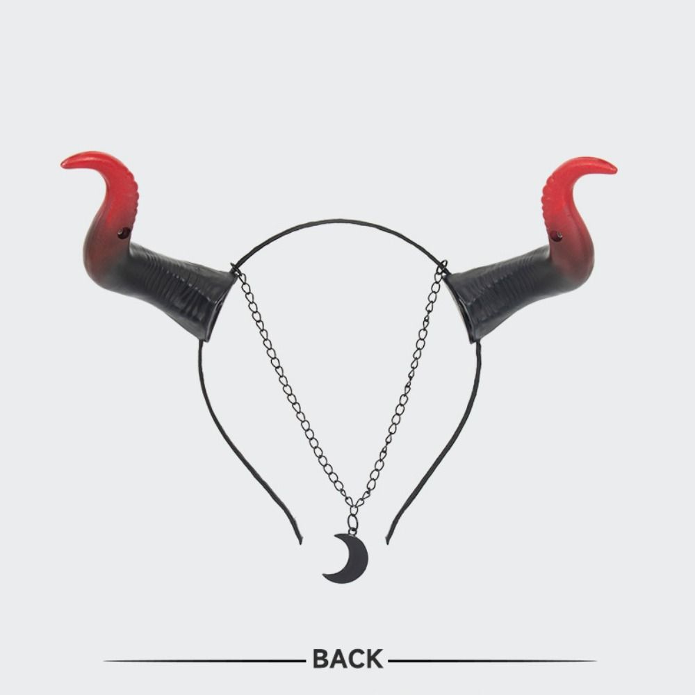 Black Red Devil Horn Headband Headwear Halloween Hair Band Trendy Demon Hair Hoop  Kids
