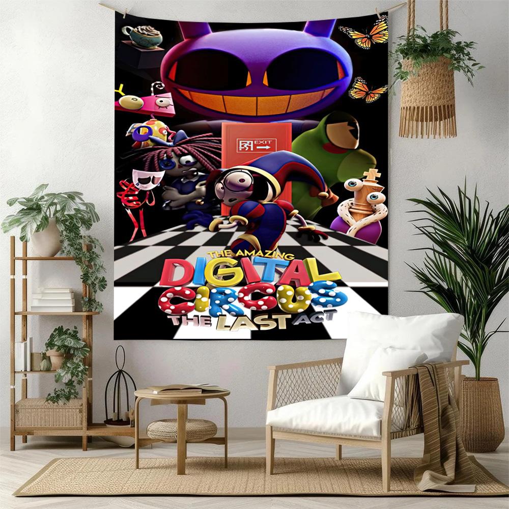 Digital Circus Wall Decor Tapestry Art For Pet Memorial Birthdaywedding Party Backdrop Family Gift