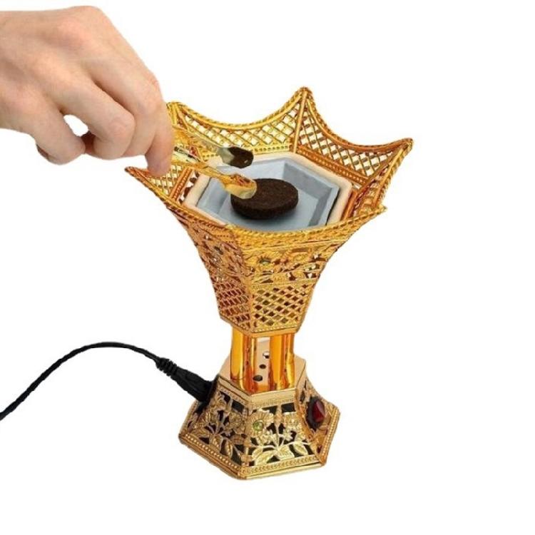 Элегантные Арабские Электрические Благовонницы Золотое Покрытие Улучшает Атмосферу Дома Высокие Температуры