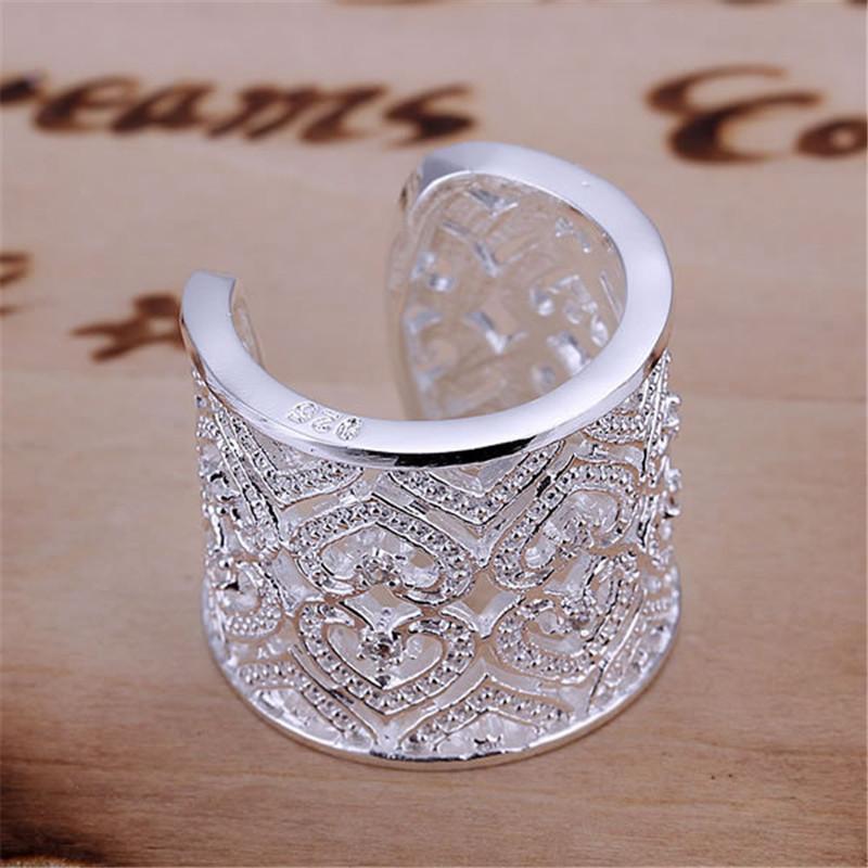 2024 New Fashion High Quality 925 Sterling Silver Hollow Heart Flower Ring For Women Wedding Party Gifts