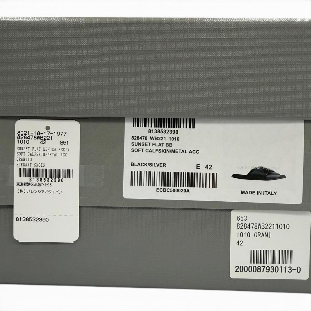 Безупречные сандалии BALENCIAGA SUNSET FLAT BB черная кожа мужские 42 828478 Б/У
