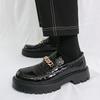 Fashion Brand Men's Thick Soled Loafers Fashion Personalized Glossy High Top Leather Shoes Business Office Comfort Men's Leather Shoes